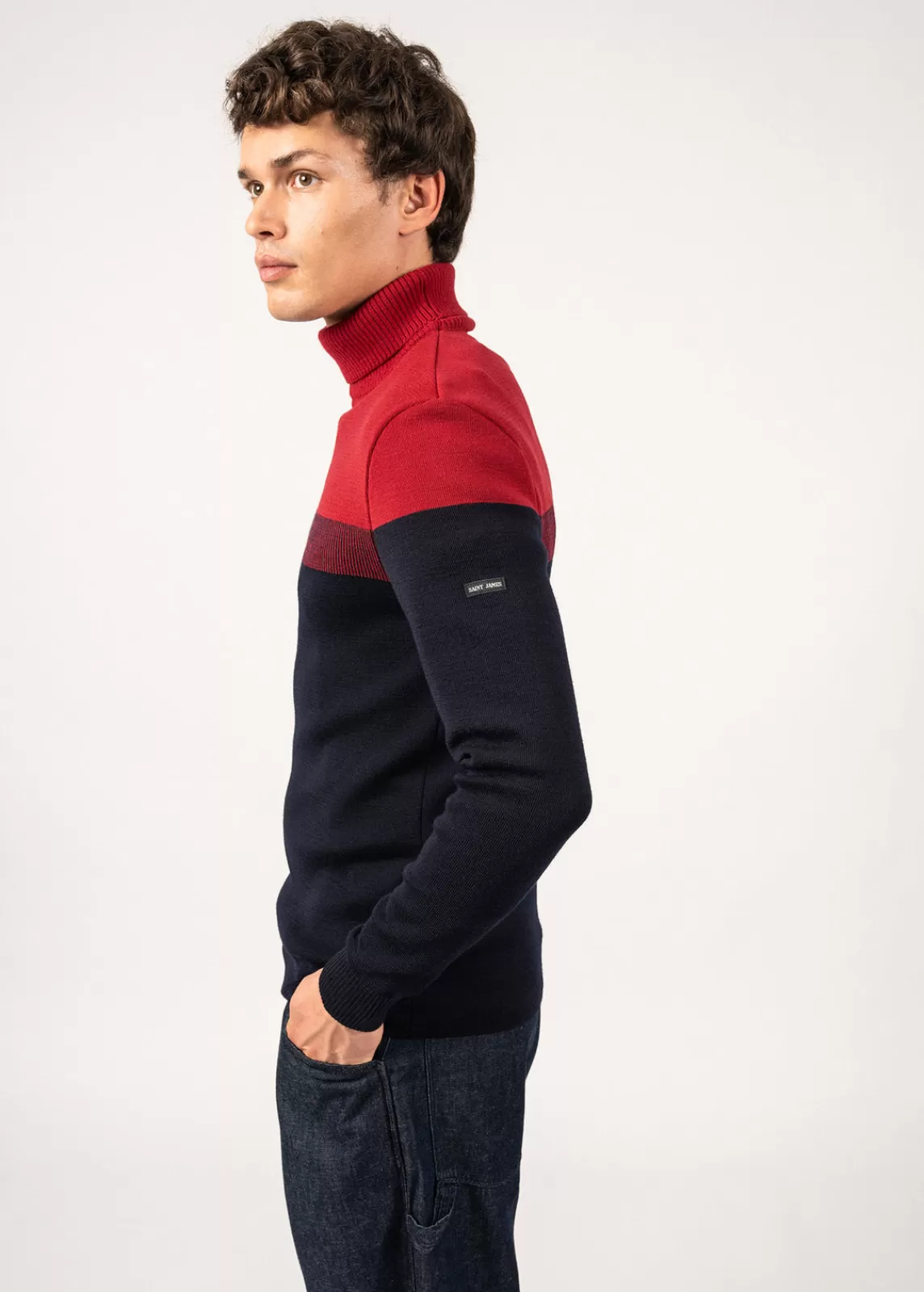 Jumpers & Cardigans>Saint James Bretagne Roulé sailor jumper MARINE/PERSAN