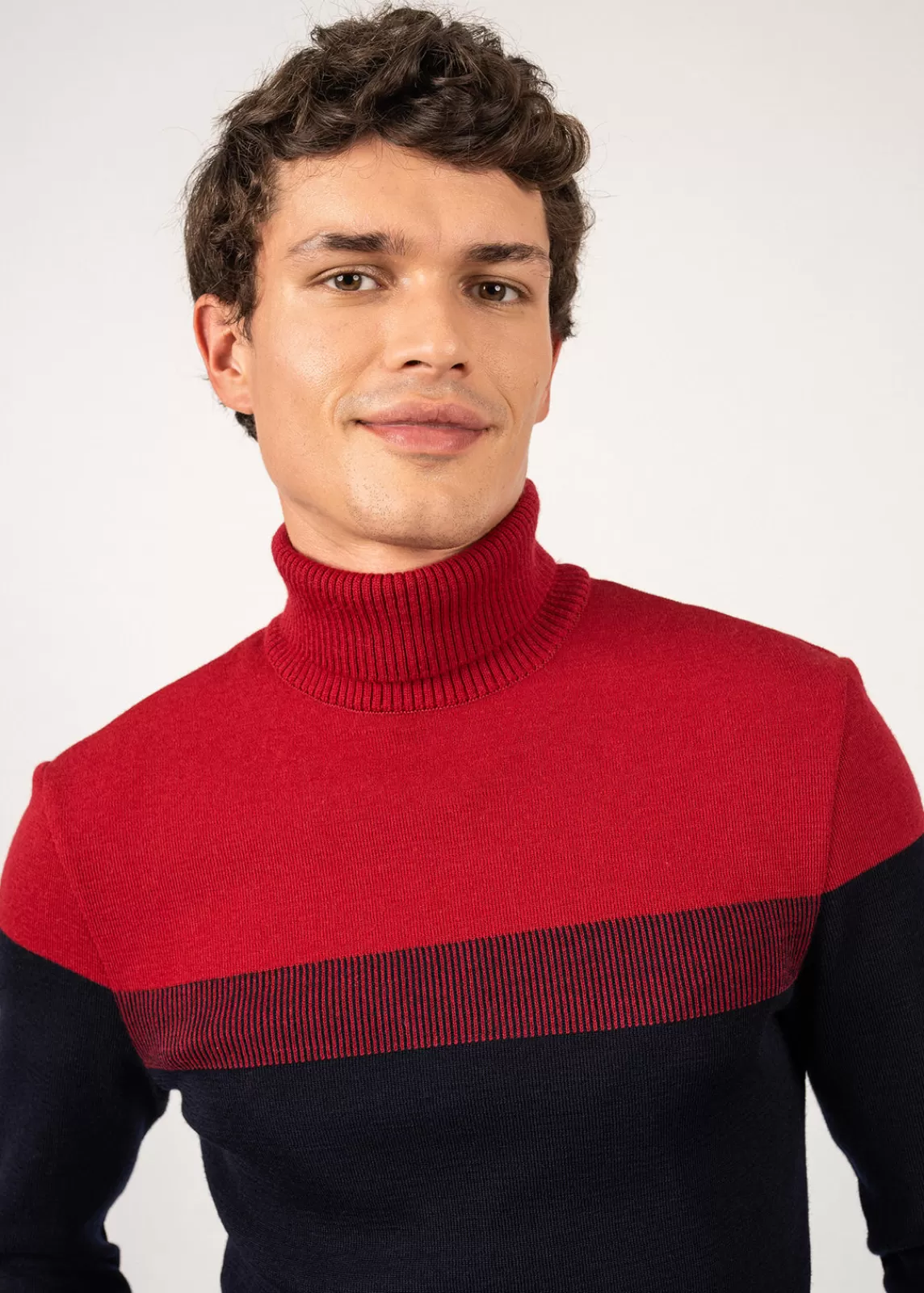 Jumpers & Cardigans>Saint James Bretagne Roulé sailor jumper MARINE/PERSAN