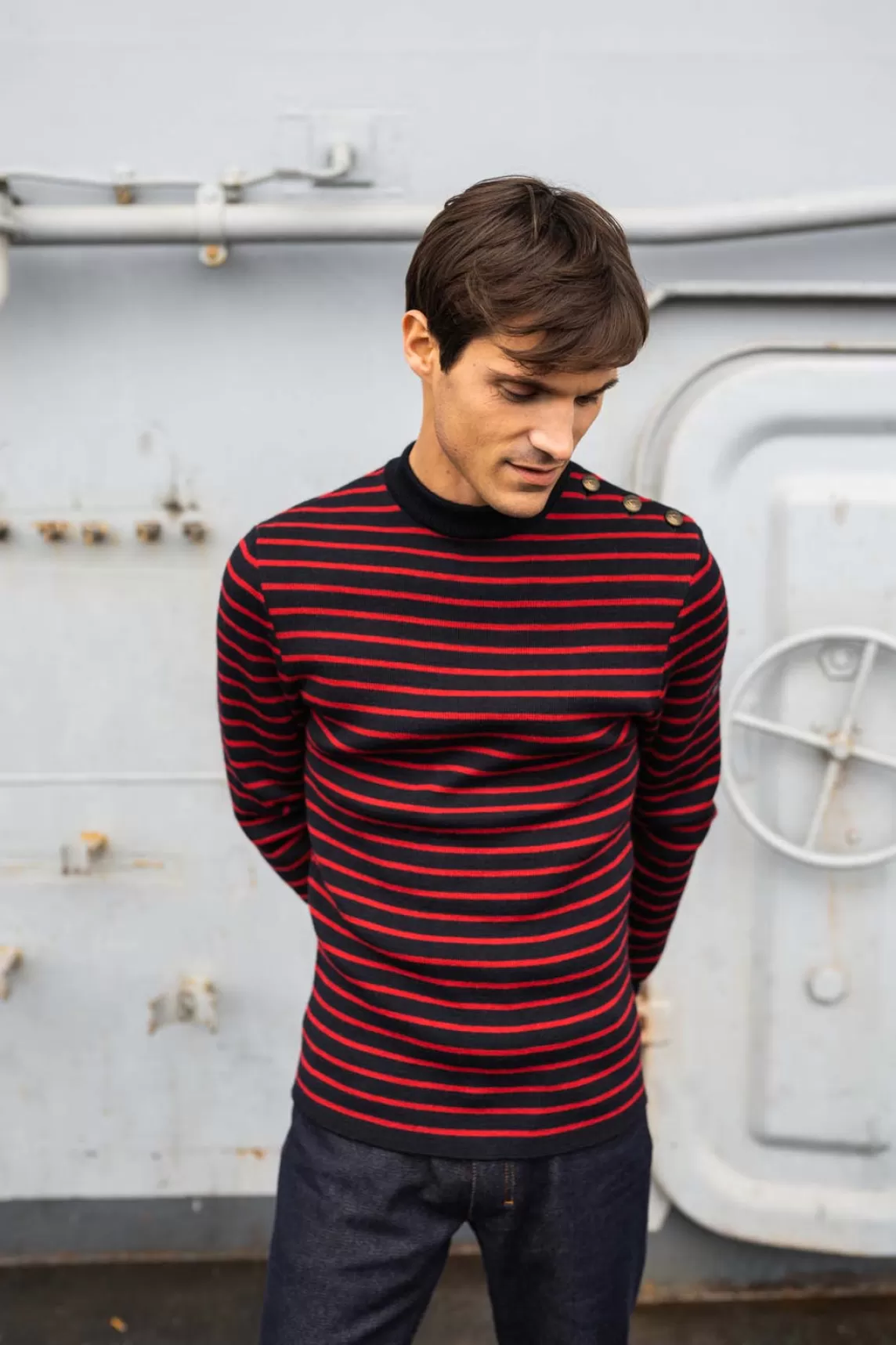 Sailor Jumpers>Saint James Compas striped sailor jumper NAVY/MEDOC