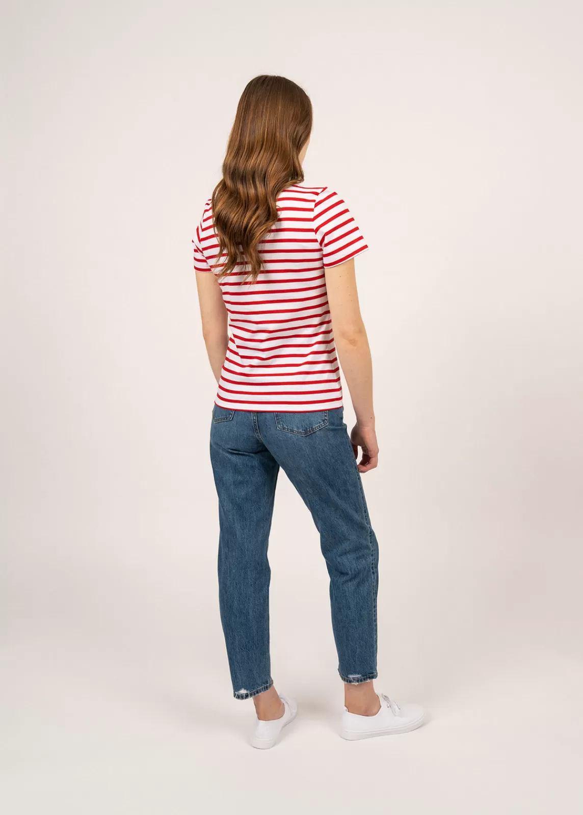 Sailor Striped Shirts>Saint James Etrille short sleeve striped sailor shirt NEIGE/TULIPE