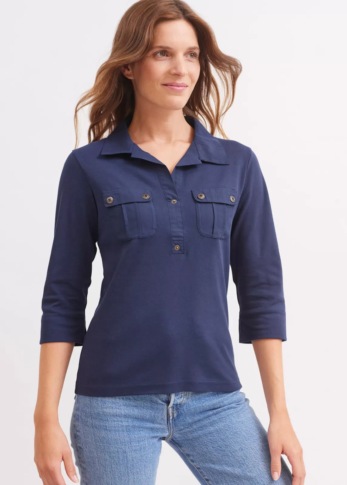 Tops & Polos>Saint James Oléron polo shirt MARINE